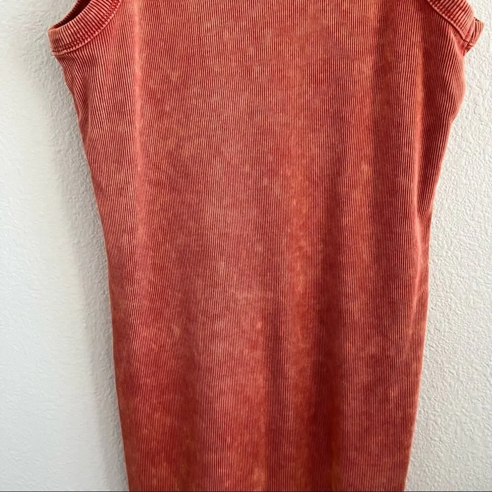 TopShop Red Orange Ribbed Tie Dye Tank Dress US 8